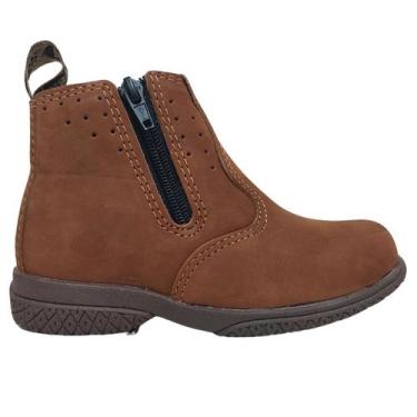 Imagem de Botina Infantil Couro Forte 100% Nobuck Terra Do Zebu, Marrom, 36, Uni