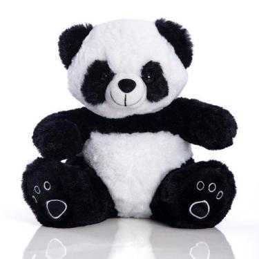 Imagem de Urso Panda de Pelúcia 28 cm Sentado - Pegadas Preto e Branco - BRUMAR