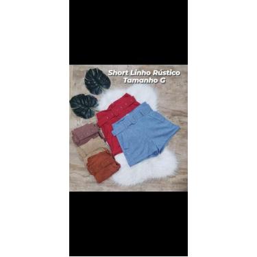 Imagem de Short Feminino Linho Rustico - Maroka Moda, Azul, M