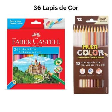 Imagem de Kit Lapis de Cor Faber Castell 24 Cores e lapis de cor 12 tons de pele