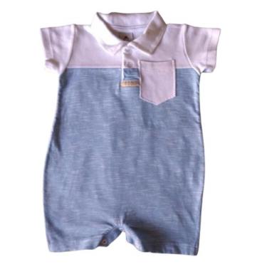 Imagem de Macacão Bebê Masculino Curto Gola Polo Piu Blu, Branco, Azul bebê, M