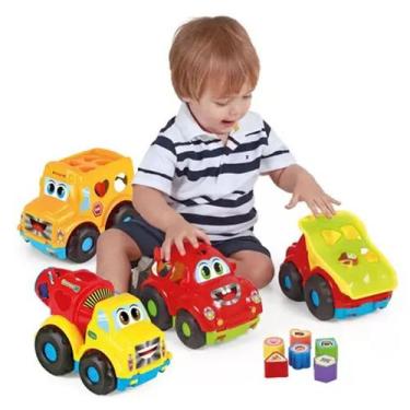 Imagem de Caminhão Carrinho Geometrix Mundo Mágico Encaixar Blocos Bebê Didático