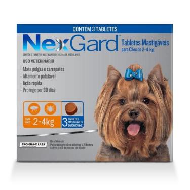 Imagem de Antipulgas e Carrapatos NexGard Cães de 2 á 4kg - 3Tab. 11,3mg - Meria