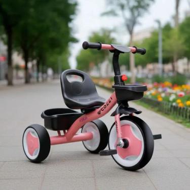 Imagem de Triciclo Infantil Colli Kika Rosa Com Cestinha Aro 12 Com Pedal Andado