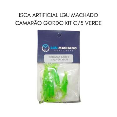 Imagem de Isca Artificial Camarão com Anzol kit 5 Unidades Cor Verde Limão - Pes