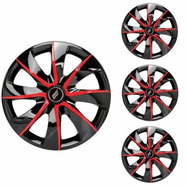 Imagem de Jogo Calota Aro 14 Prime Black Red Universal - Elitte