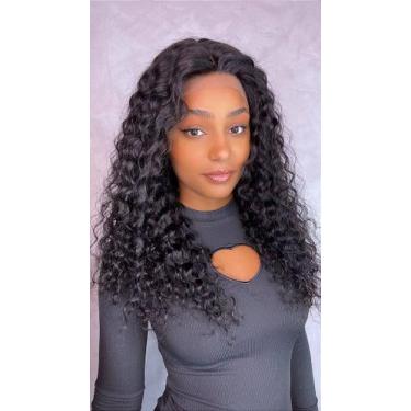 Imagem de Peruca Lace Front Cabelo Humano Tamara 50 cm - Cacheado Preto Natural 