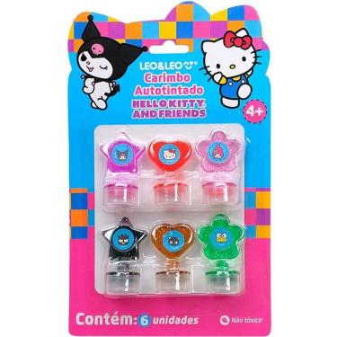 Imagem de Carimbo Pedagógico Leonora Hello Kitty Decorado Autotinta com 6 Estampas e Cores Diferentes