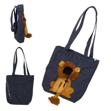 Imagem de Bolsa de Transporte para Pets Leva Pra Casa BSL3905 Cachorro e Gato Náilon Estampa Leão Cinza
