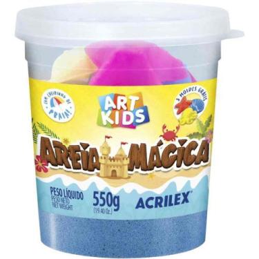 Imagem de Massa Areia Mágica Azul 550G com Moldes Sensorial - Acrilex