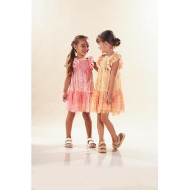 Imagem de Vestido Infantil M/C Kiki Xodó Laranja 2100080, 2, Laranja
