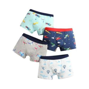 Imagem de Cuecas Boxer De Algodão Para Meninos 4 Peças Com Estampa De Desenhos A