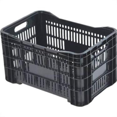 Imagem de Caixa Plastico Perfurada Preta 55 X 36 - Kit C/3 PC - CAIXAPLAST