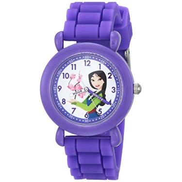 Imagem de Disney Relógio infantil Princess Time Teacher analógico de quartzo com pulseira de silicone, Roxa, Relógio de quartzo