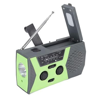 Imagem de PUSOKEI Rádio meteorológico de emergência de 2000 mAh, lanterna integrada de 3 W e luz de leitura de 1 W, rádio de manivela solar ao ar livre - fonte de alimentação móvel de 2000 mAh, rádio FM NOAA AM para casa e exterior (verde)