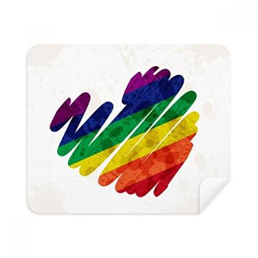 Imagem de Pintura coração LGBT Rainbow pano de limpeza de tela limpador de tela 2 peças tecido de camurça