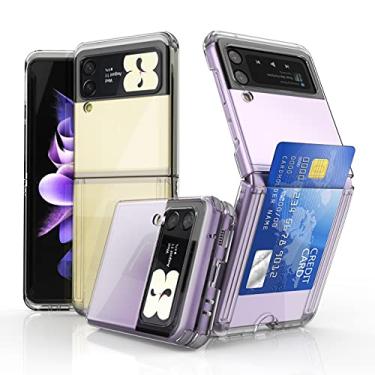 Imagem de Capa protetora transparente para Galaxy Z Flip 3 com compartimento para cartão Slim Hard Rugged TPU Edge Z POP