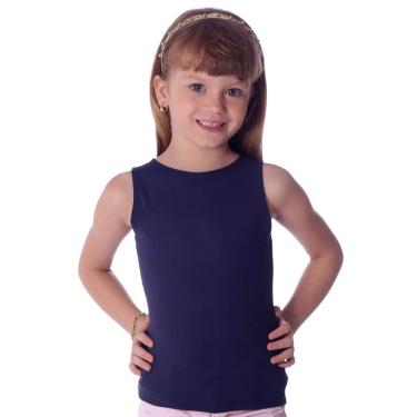 Imagem de Regata Infantil Feminina Azul Marinho Decote Canoa