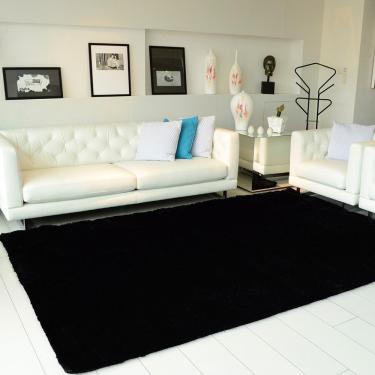 Imagem de Tapete Felpudo Para Quarto E Sala Colima Peludo Preto 150cmX200cm