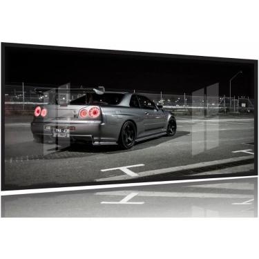 Imagem de Quadros Decorativos Carros Skyline130x60 Moldura Preta 2x2