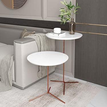 Imagem de Conjunto de Mesas Apoio e Lateral Alice Pés de Ferro Branco