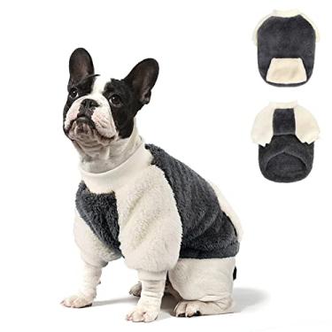 Imagem de Foern Suéter de cachorro quente, colete de cachorro com camada dupla polar para ambientes internos e externos roupas de inverno para cães pequenos filhote gato chihuahua, cinza, GG: 56 cm/22,0 pol