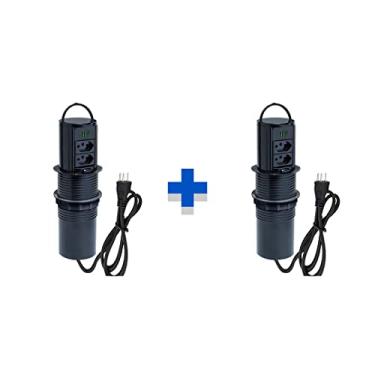 Imagem de Kit 2 Torres De Tomada Totem Manual Alça 2 Tom 10A 2USB 4.9A COR:PRETO