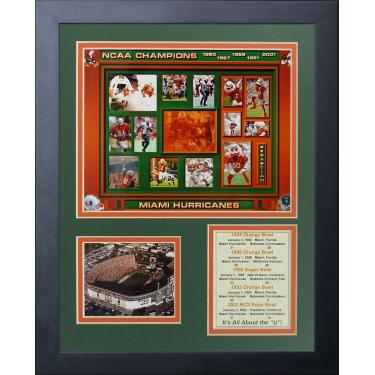 Imagem de Legends Never Die Colagem de fotos emoldurada Miami Hurricanes Five Time Champs 28 x 35 cm