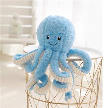 Imagem de Venda imperdível 40-80 cm Adorável Simulação Polvo Pingente Pelúcia Brinquedo de pelúcia Animal macio Acessórios para casa Boneca fofa Presentes para crianças (Color : Blue, Height : 80cm)