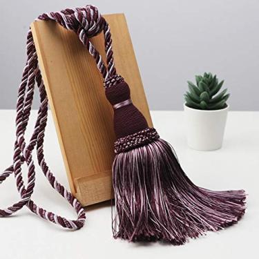 Imagem de 2 pacote de cortina de borla gravata para decoração de casa suporte de cortina fivela corda corda para sala de estar quarto acessórios, roxo, 2 peças