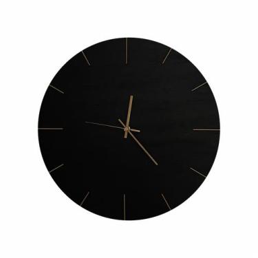 Imagem de Relógio De Parede Sofisticado Em Compensado Preto Fosco E Dourado 40cm