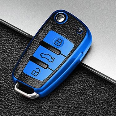 Imagem de CSHU TPU Porta-chaves do carro Porta-chaves Porta-chaves Bolsa, apto para Audi C6 R8 A1 A3 Q3 A4 A5 Q5 A6 S6 A7 B6 B7 B8 8P 8V 8L TT RS, Azul