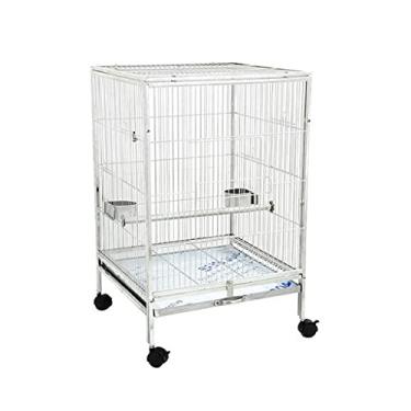 Imagem de KIZQYN Gaiolas gaiola de papagaio de topo plano grande gaiola de pássaro de aço inoxidável gaiola de papagaio caixa de reprodução pássaro adequado para pássaros de pequeno e médio porte gaiola de voo (cor: a)