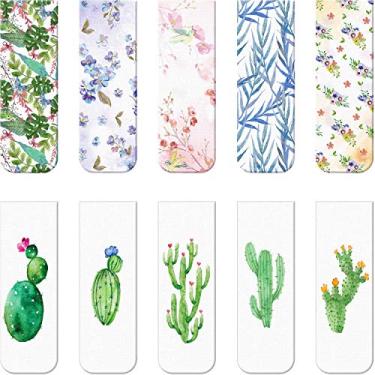 Imagem de 10 peças de marcadores magnéticos marcadores de página magnéticos conjunto de marcadores de livro sortidos para estudantes lendo (sílica de cacto, 5,5 x 0,8 polegadas)