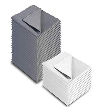 Imagem de AAwipes Pano de limpeza de óculos Panos de limpeza de microfibra Pacote com 30 para limpar óculos, lentes, telefones, telas, câmera, talheres, quaisquer outras superfícies delicadas (15 x 17 cm, 10 branco + 20 cinza escuro)