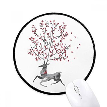 Imagem de DIYthinker Rena mas efeito artístico pintado à mão mouse pad desktop escritório tapete redondo para computador