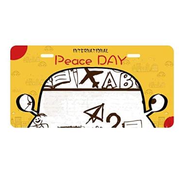 Imagem de DIYthinker Childlike Children Cute Illustration Bookshelf placa de licença etiqueta decoração carro dia da paz