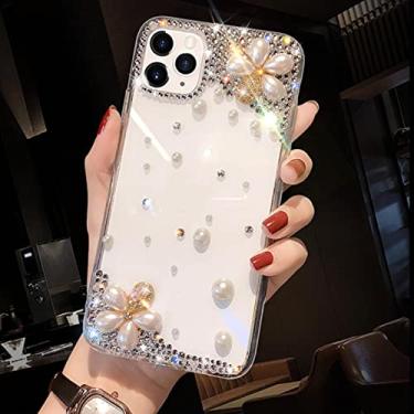 Imagem de Para iPhone 14 13 Pro 12 Pro Max 11 X XS XR 7 8 Plus SE3 Capa Pearl Diamond Proteção de lente de câmera Capa de telefone macia transparente, branca, para iPhone X