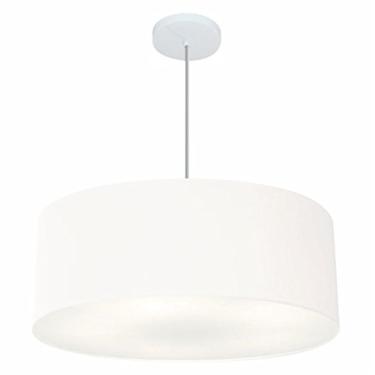 Imagem de Lustre Pendente Cilíndrico Cúpula Tecido 60x21 cm, Vivare Iluminação, Pendente4079 BR, Branco, Grande
