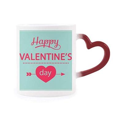 Imagem de Caneca sensível ao calor Happy Valentine's Day verde coração vermelho muda de cor