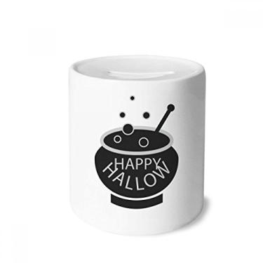 Imagem de DIYthinker Um pote de caixa preta para o Dia das Bruxas, porta-moedas de cerâmica, presente de cofrinho