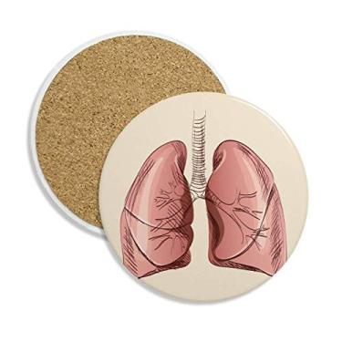 Imagem de Porta-copos de cerâmica com ilustração humana Organ Lung Porta-copos com pedra absorvente para bebidas presente 2 peças