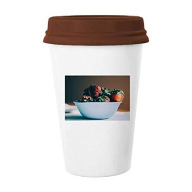 Imagem de Caneca de vidro de cerâmica Fresh Strawberry Photogrephy com foto de frutas e café