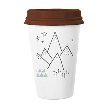 Imagem de Caneca de cerâmica com estampa de estrela de folhas de grama de montanha para copo de café