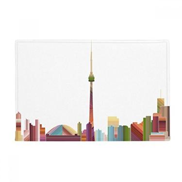 Imagem de DIYthinker Tapete de chão em aquarela com marco e cidade do Canadá, tapete antiderrapante para porta de banheiro