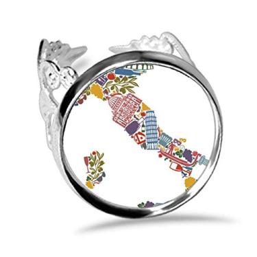 Imagem de DIYthinker Mapa Itália Landmark Bandeira Nacional Arquitetura Anel Ajustável Amor Casamento Noivado