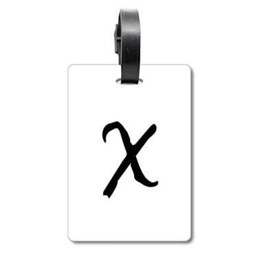 Imagem de Alfabeto Grego Chi Silhueta Preta Bolsa Etiqueta Bagagem Cartão Scutcheon Etiqueta