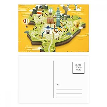 Imagem de Mapa de viagem TaiPei China conjunto de cartão postal aniversário correspondência cartão de agradecimento