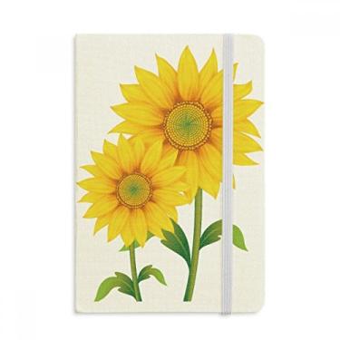 Imagem de Caderno de flores de girassol amarelo, verde, tecido rígido, capa dura, diário clássico A5