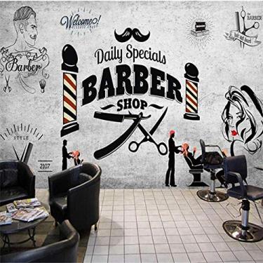 Imagem de Papel de parede personalizado mural 3D retrô cabeleireiro tendência, penteado, salão de beleza, barbearia, papel de parede, fundo de TV, 400 cm (C) × 280 cm (A)